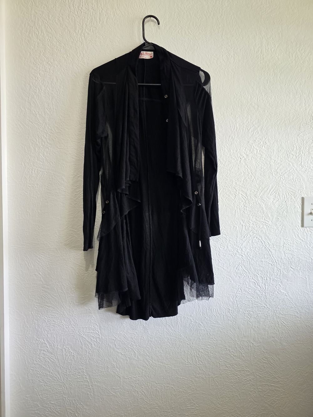 Whimsigoth Black Long-Sleeve Tango Mango Layered Open-Front Cardigan